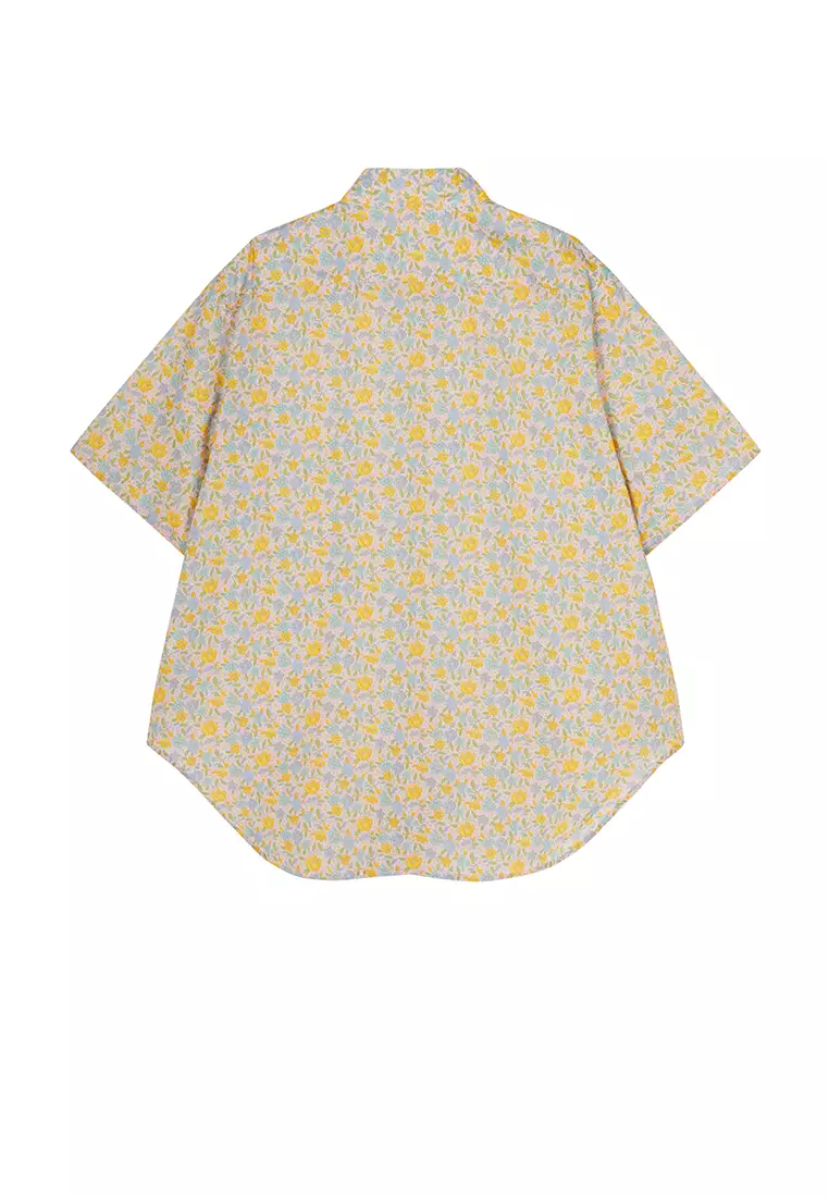 Loose Fit Floral Print Short-Sleeve Blouse