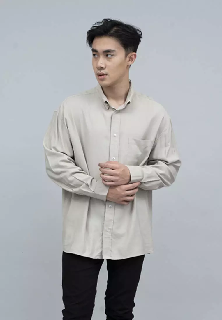 Houseofcuff Kemeja Pria Oversize/Outer Linen Look Unisex Abu Muda