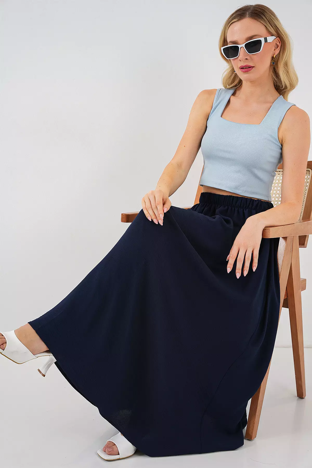 Women's Long Ayrobin Skirt 8050 - Navy Blue