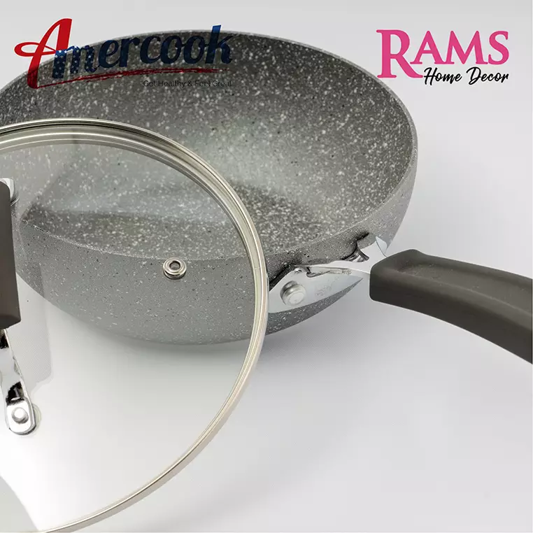 Buy Amercook Amercook 20cm Induction Nonstick Wok Pan with Glass Lid