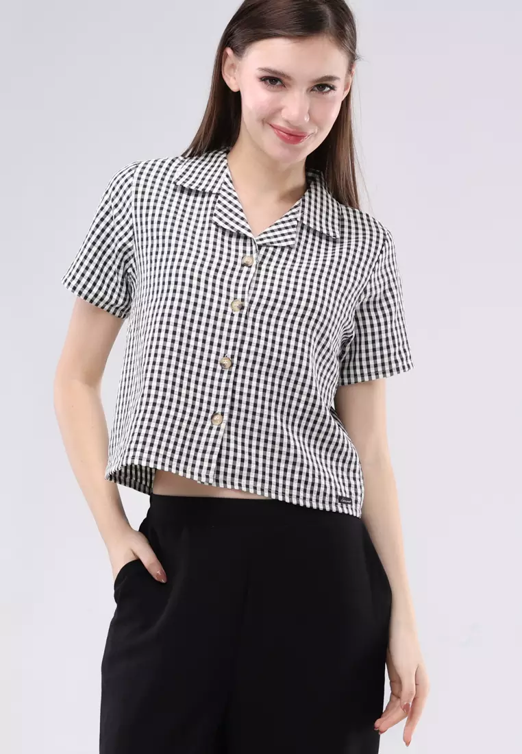 Cotton Stripes & Wrinkled Linen Short Sleeves Terno Pants