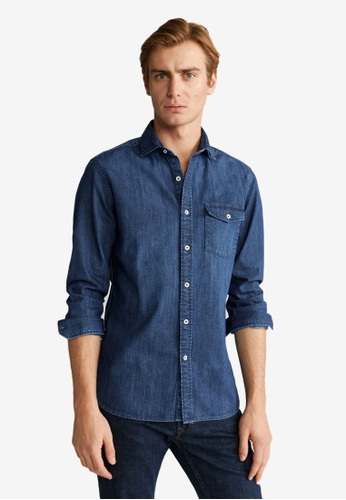 Buy Mango Man Slim Fit Dark Denim Shirt 2020 Online Zalora Singapore
