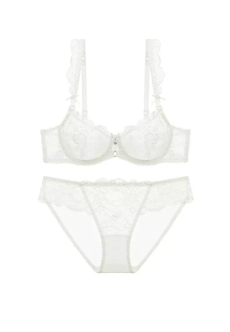 Buy ZITIQUE Women's Non-Padded Lace Lingerie Set (Bra And Panty) - White  Online