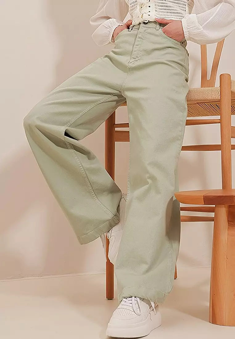 Buy Alacati High Waist Wide Cut Denim Trousers 2024 Online ZALORA