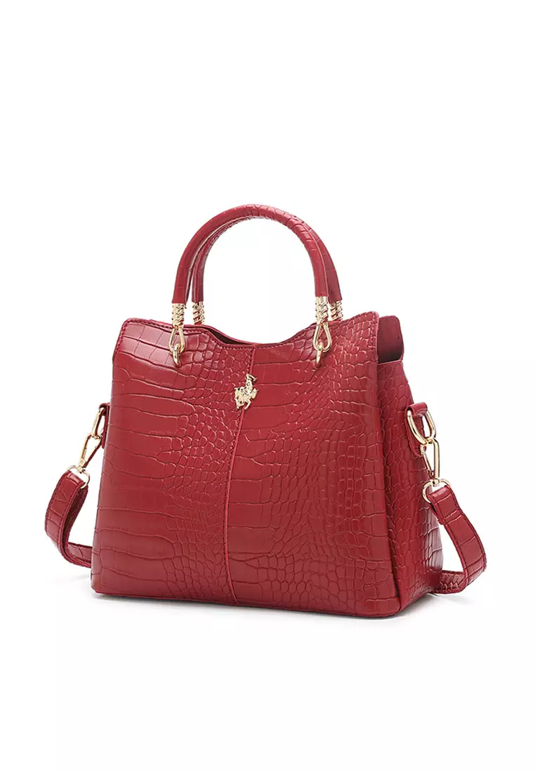 Women's 3-in-1 Handbag with Pouch & Purse (3-in-1 Tas Wanita & Dompet Wanita) - Merah