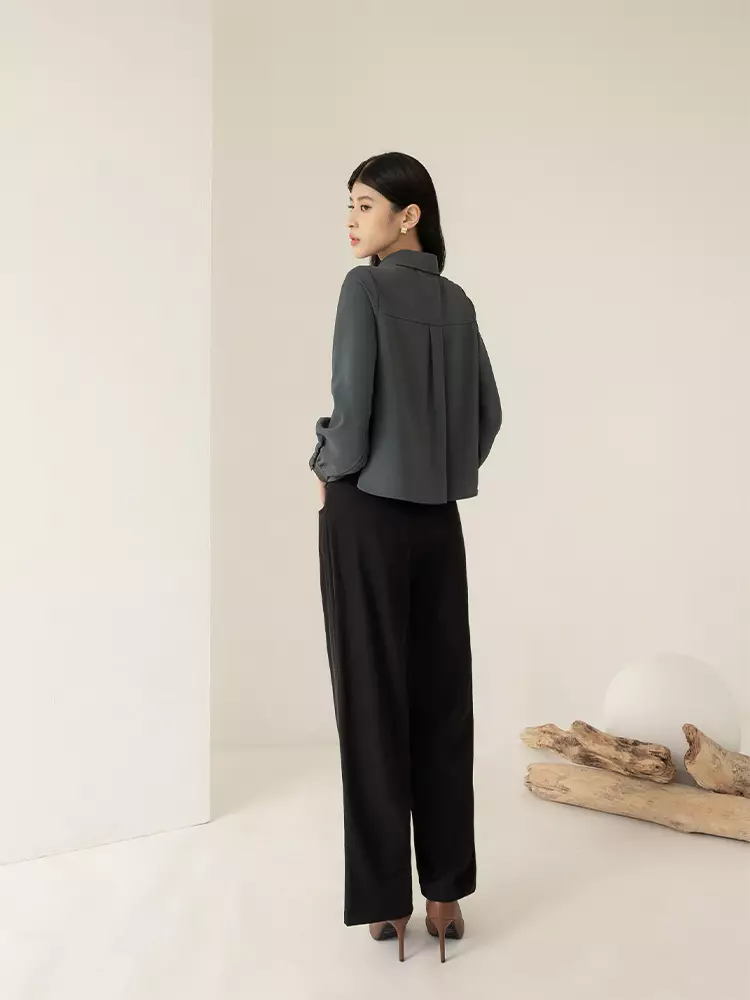 造型口袋直筒西裝寬褲《BA7371》
