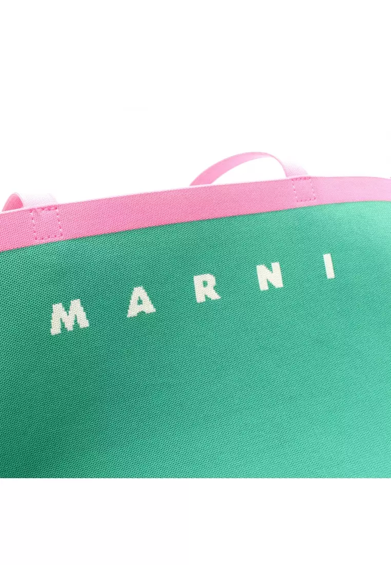 Pre-Loved MARNI Logo Tote Shoulder bag tote bag green pink
