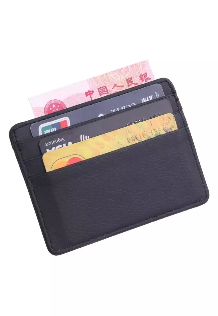 Zackly Dompet Kartu ID Card Holder Handmade Minimalist Slim Design Material Leather Kulit ORIGINAL - Black