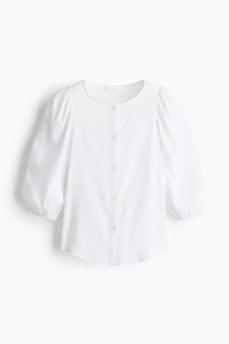 Linen-blend blouse