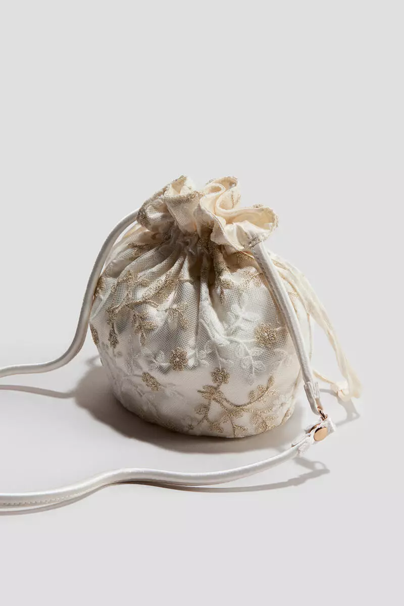Embroidered drawstring bag