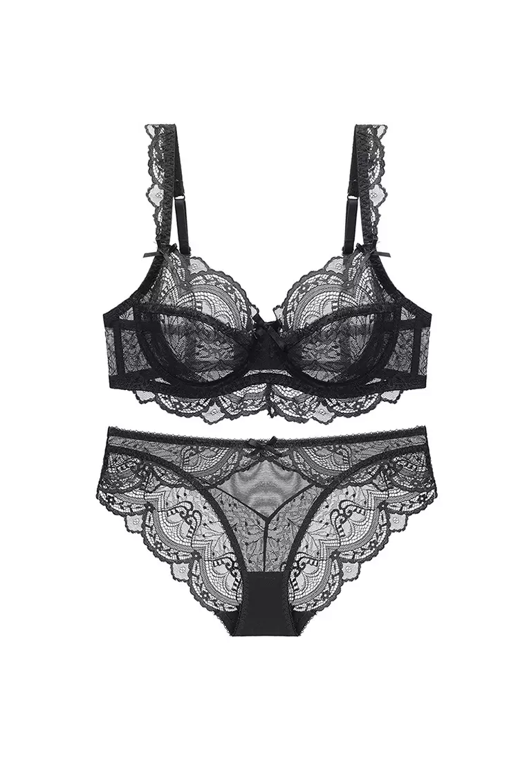 Women's Sexy Bra Panties Underwear Set Black