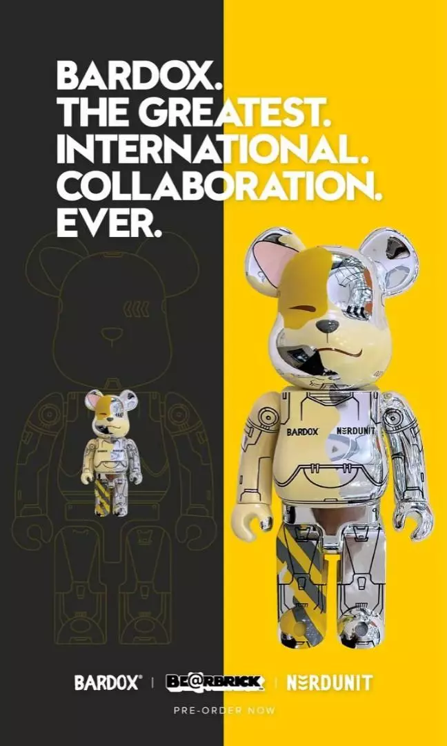 Bearbrick Nerdunit Bardox Inspired Design [1:1] 400% Collectible Figure Toy  ABS Material with Gear 28cm