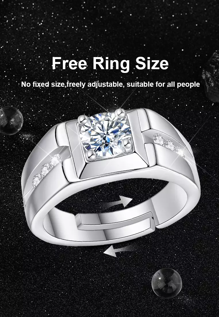 Cincin Pria Original R009 Berlian Perhiasan Cowok Original Fashion Tunangan Dilapisi Platinum Adjustable
