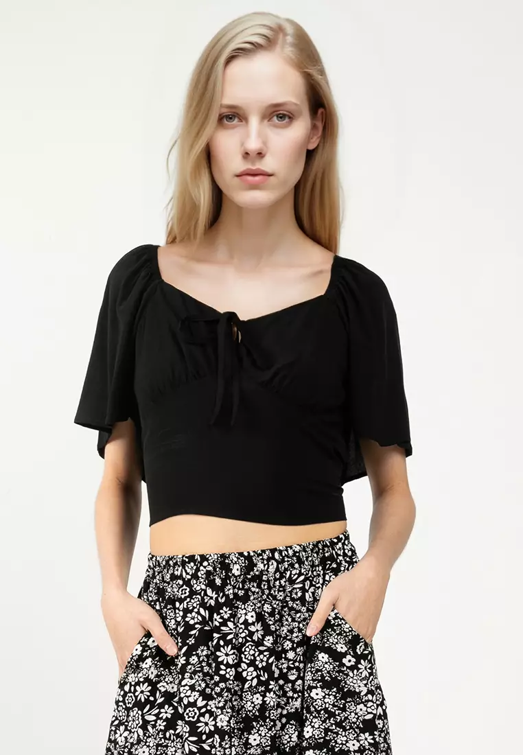 Short Sleeve Short Woven Top