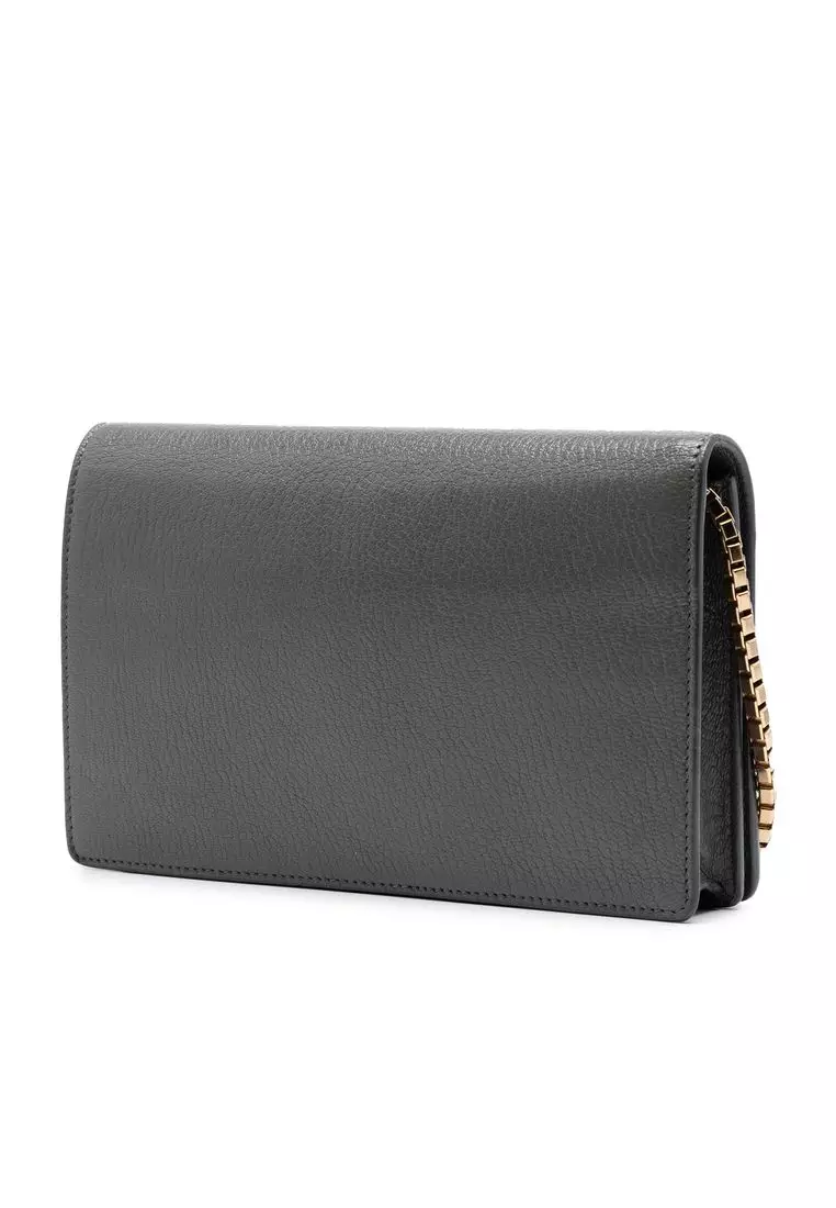 Pre-Loved Balenciaga Chevre Motocross Metallic Edge Wallet On Chain