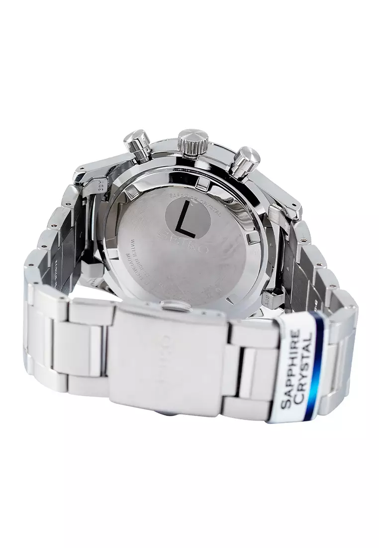 Seiko Chronograph - Jam Tangan Pria - Silver Black - Stainless Steel - SSB413P1