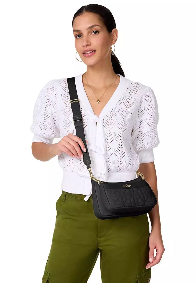 Duet Spade Flower Quilted Nylon Crossbody Bag Black KK901