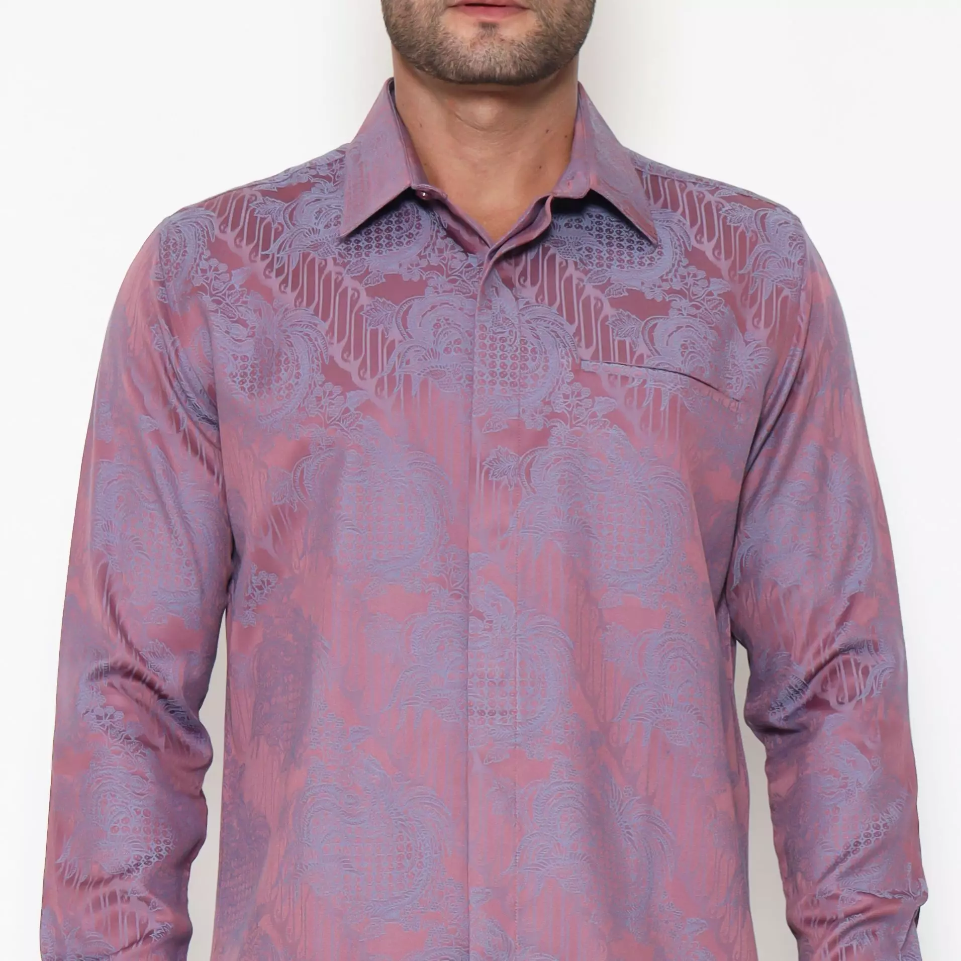 MAGINOT BATIK FURING EXCLUSIVE AZIEL PURPLE Batik FURING EXCLUSIVE Pria Slim Fit Lengan Panjang