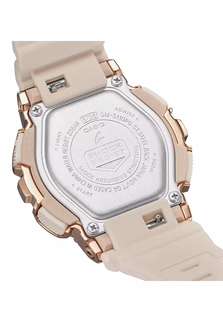 Jam Tangan Analog-Digital Wanita Casio G-Shock GM-S110PG-4A - Rosegold Resin Strap