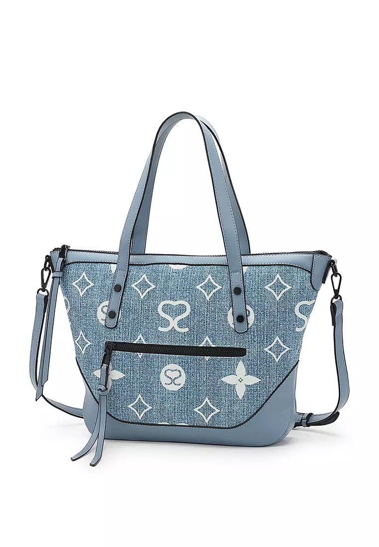 Women's Monogram Tote Bag / Shoulder Bag / Sling Bag / Crossbody Bag (側孭袋 / 單肩包 / 斜孭袋) - 藍色