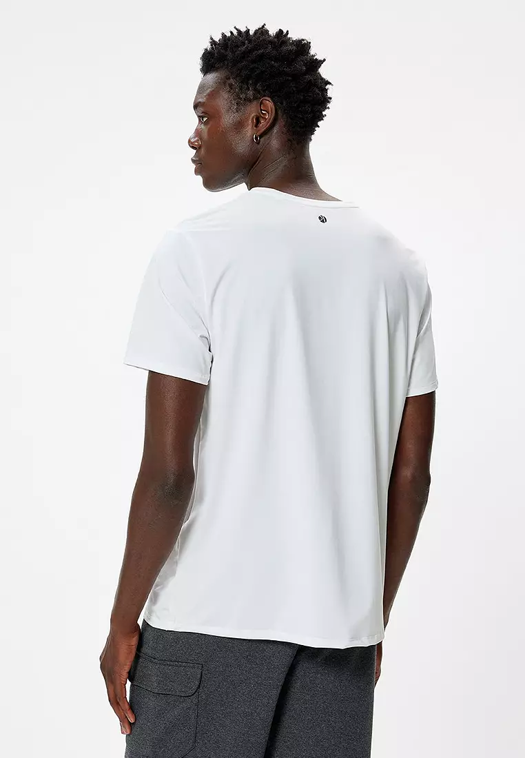 Slogan Printed Crew Neck Short Sleeve Sports T-Shirt