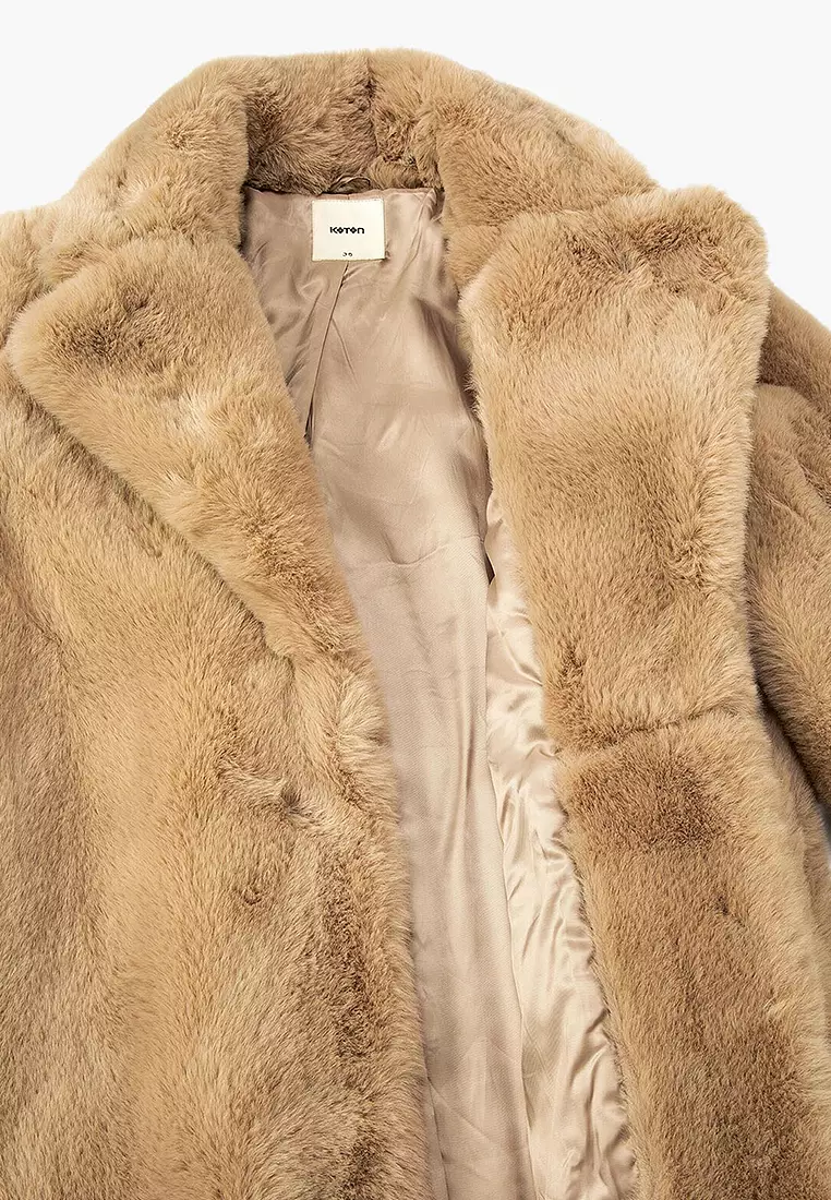 Long Plush Coat With Pocket