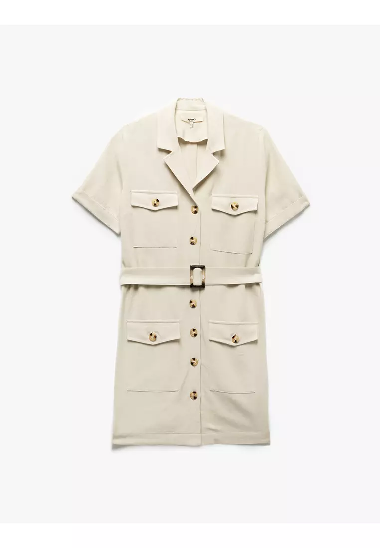 Double Breasted Belt Shirt Dress