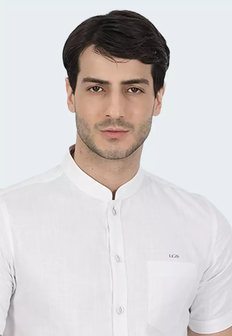 LGS - Darius Koko Collection - Kemeja Casual Pria - Lengan Pendek - Motif Polos - Baju Koko - Slim Fit