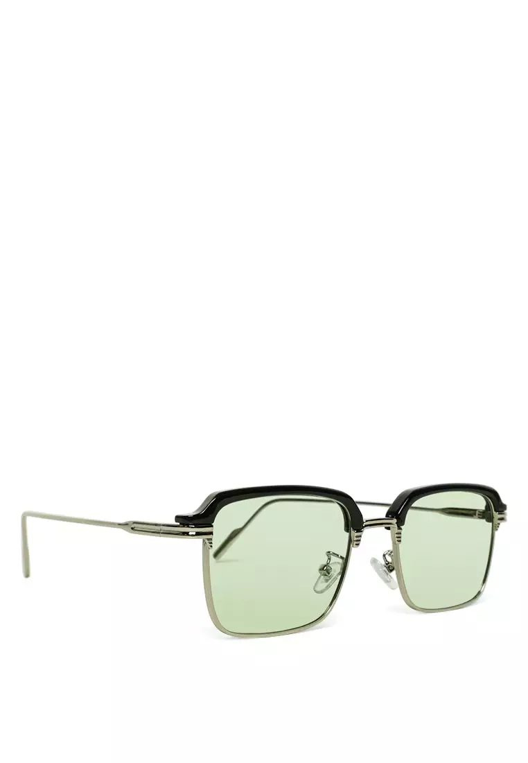 薄荷绿复古有色金属框太阳镜