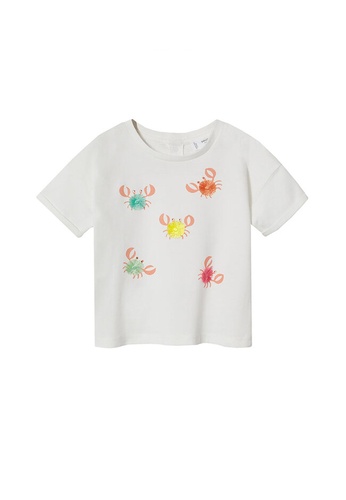 MANGO BABY white Printed Pom Pom T-Shirt 5C0E8KA951FE16GS_1