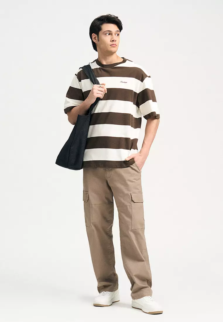 Relaxed Fit Striped T-Shirt with Embroidery