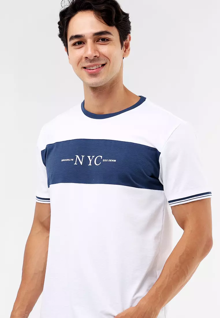 Round Neck Streaky Short Sleeves