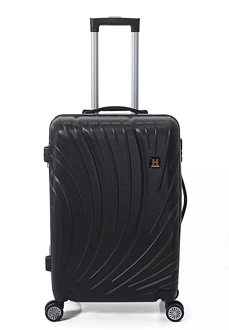 Austin Koper Unisex Size 24 Inch Large Compartment Suitcase Tas Travel Number Code Lock Material Fiber ABS ORIGINAL - Black