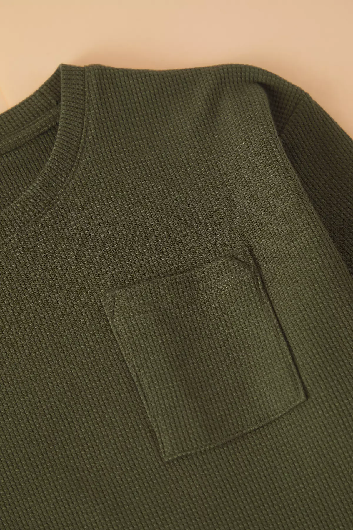Khaki Boy Cotton Basic Shorts T-Shirt Textured Knitted Bottom-Top Set
