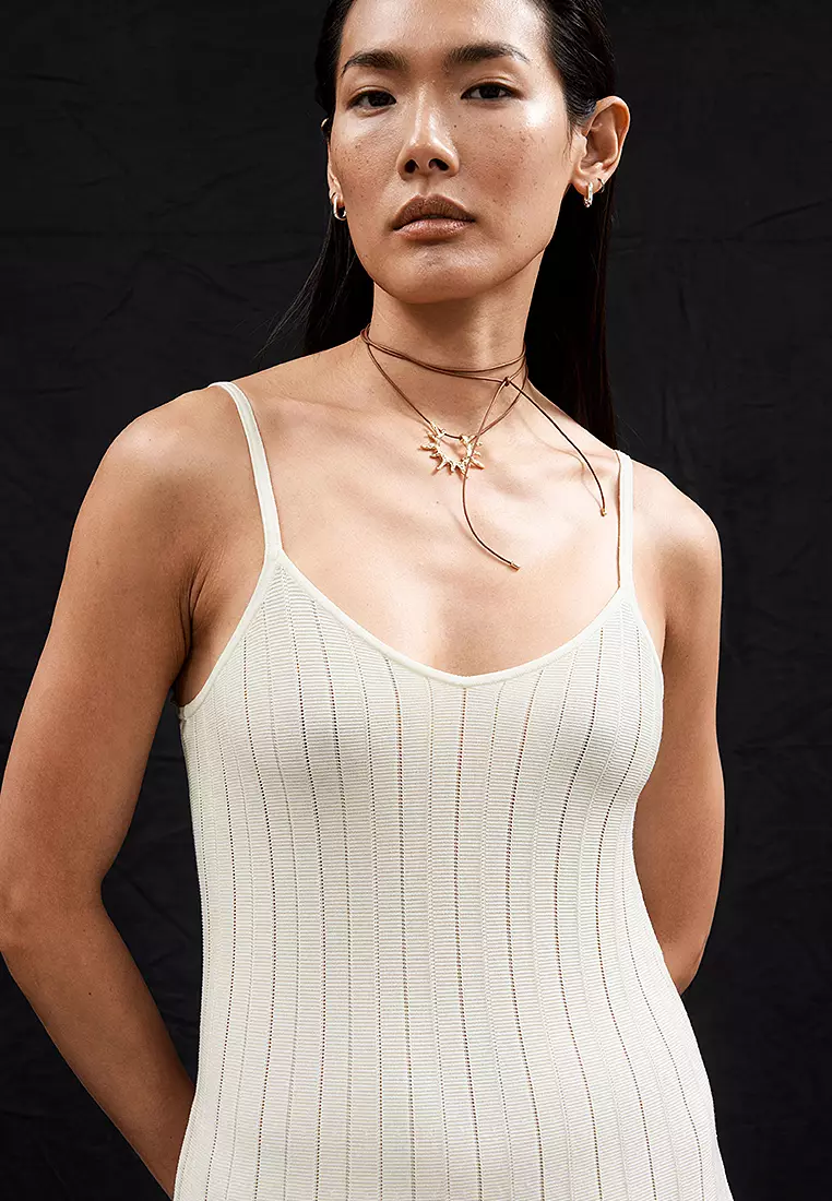 Pleated Strappy Midi Dress