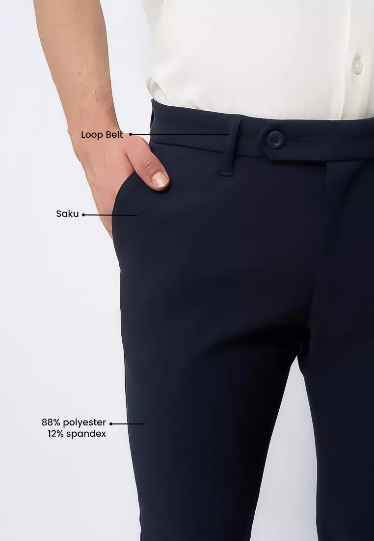 MANZONE - Celana Panjang Formal Pria Marc 03 Slim Fit - Navy Warna Navy