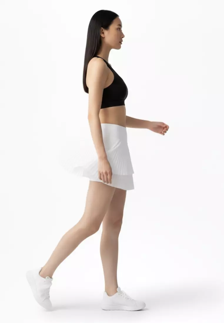 Yume High-Waist Pleated Sport Skirt with Inner Shorts — Tennis Running Yoga Active Skort for Women