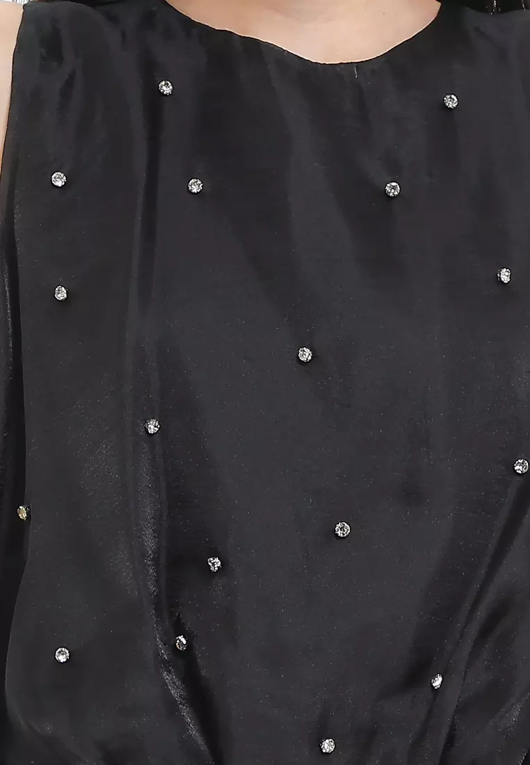 Rhinestones Organza Chiffon Balloon Top