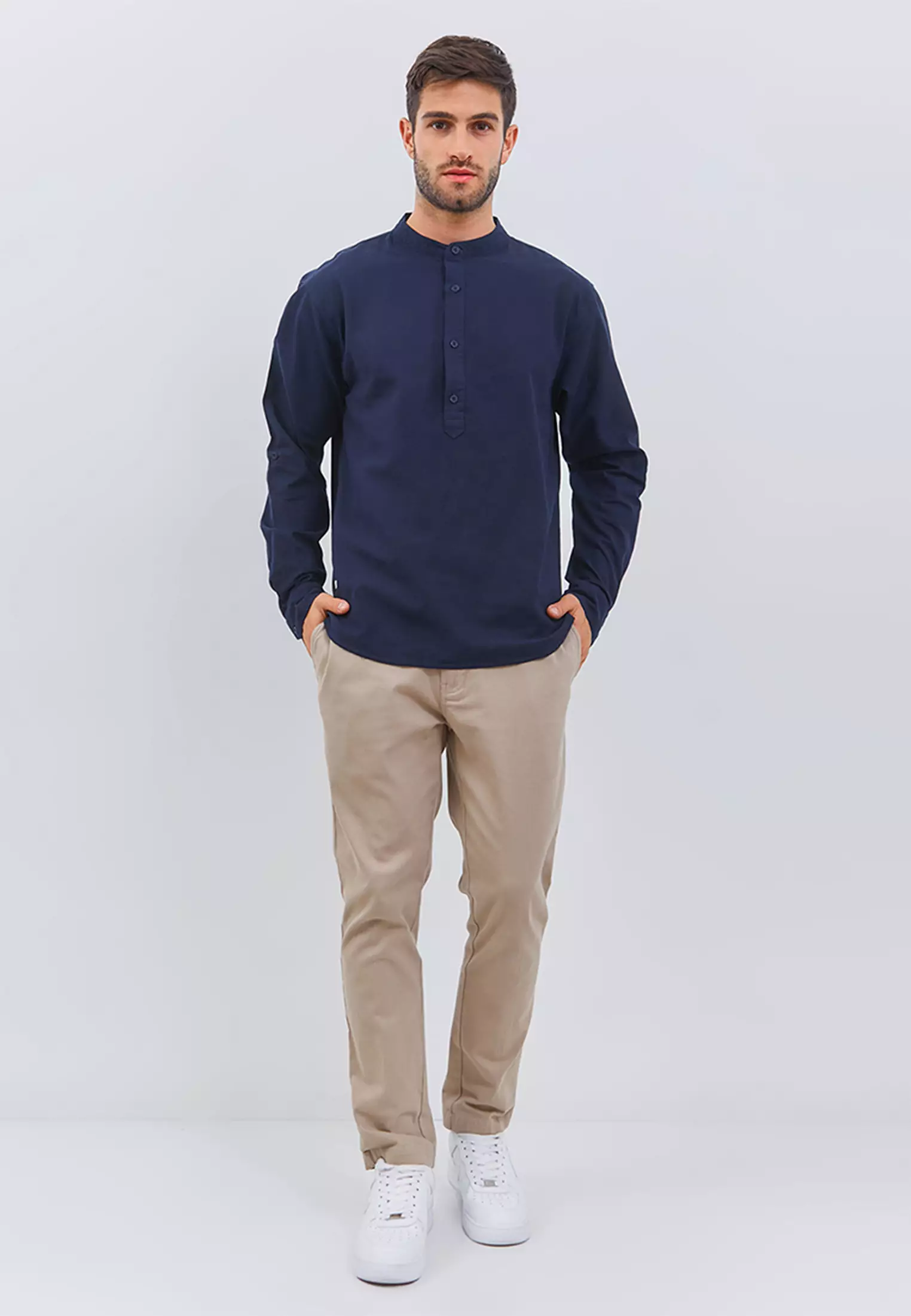 [NEW] Osella Raya Half Button Up Regular Shirt 2037410 | Kemeja Lengan Panjang Pria