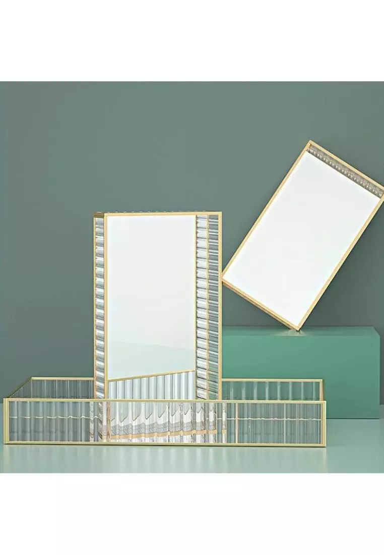 Buy DILAS HOME Rectangle Fluted Brass Glass Tray (Medium) 2024 Online