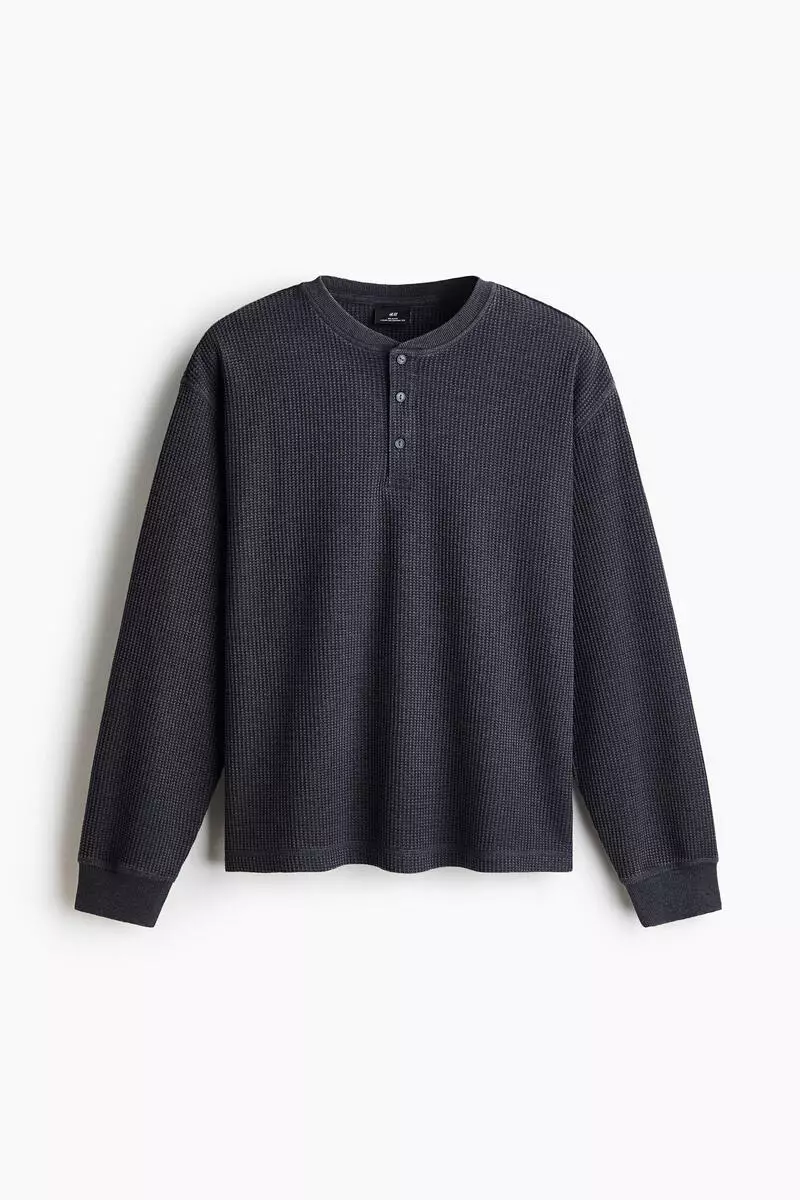 Regular Fit Waffled henley top