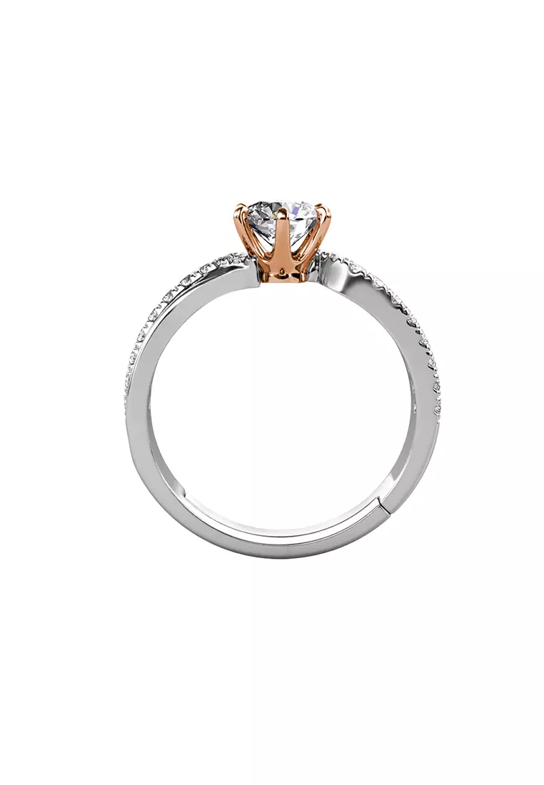 Berlian Moissanite Les Solitaire Ring Dual Tone [GRA CERTIFICATE MOISSANITE DIAMOND] - Cincin 1ct Moissanite Diamond 925 Silver CELESTA by Her Jewellery