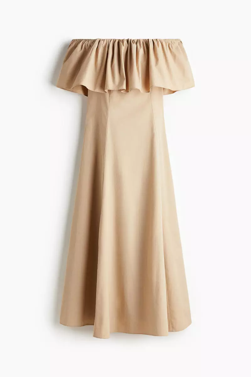 Flounced off-the-shoulder dress