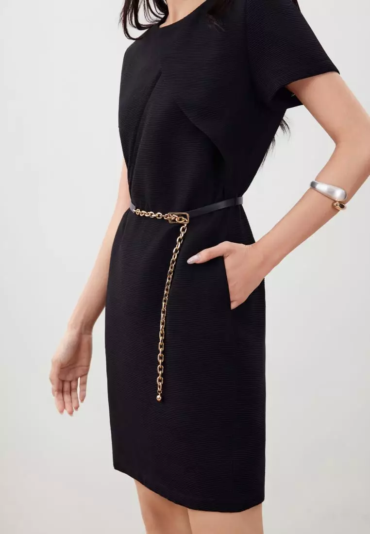 g2000 black dress G2000 Black Partial Pleated Dress main image 1