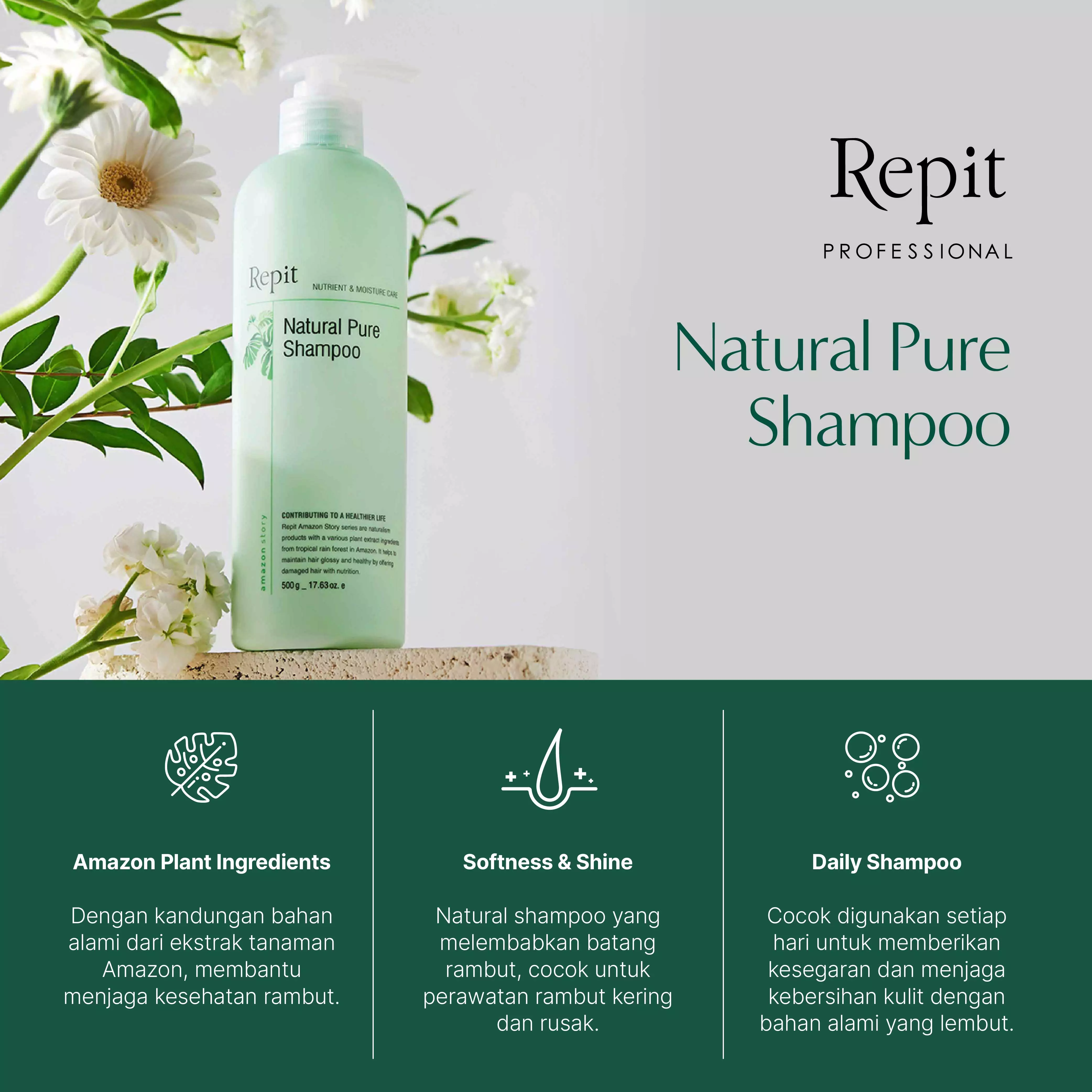 Repit Amazon Story Natural Pure Shampoo - Shampoo Rambut Rusak / Kering / Bercabang