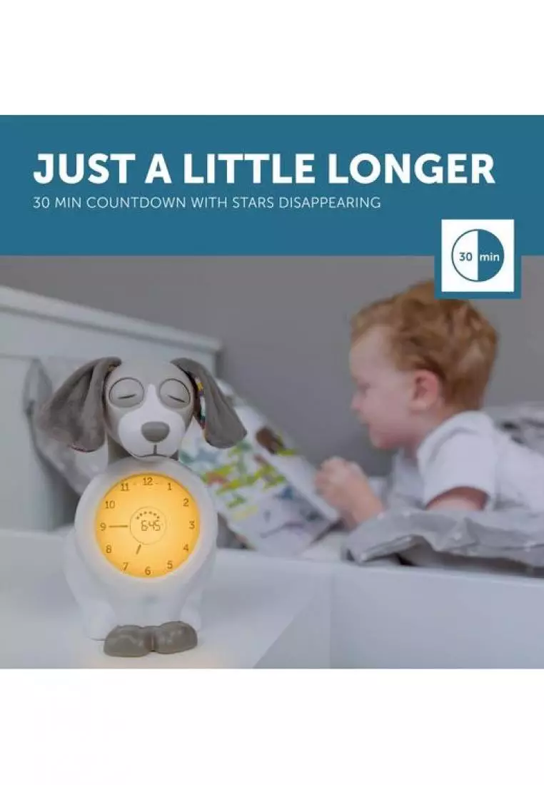[Zazu Kids] Davy the Dog, Sleep Trainer with Nightlight and Alarm Clock, Comes with Analogue and Digital Clock for Kids - Blue
