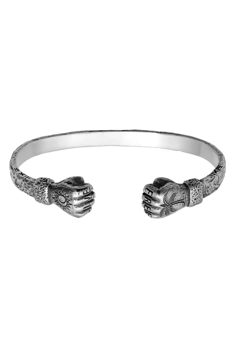 EXCLUSIVE Gelang Perhiasan Perak 925 Pria Bangle Live Free