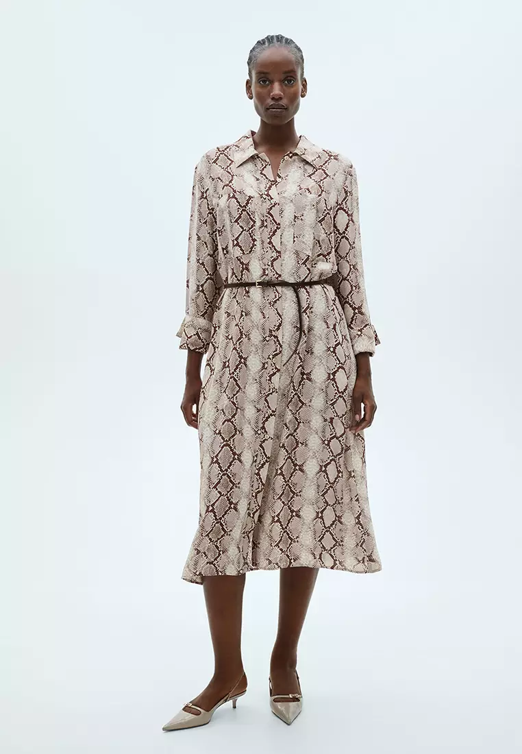 Snake print shirt midi dress hotsell