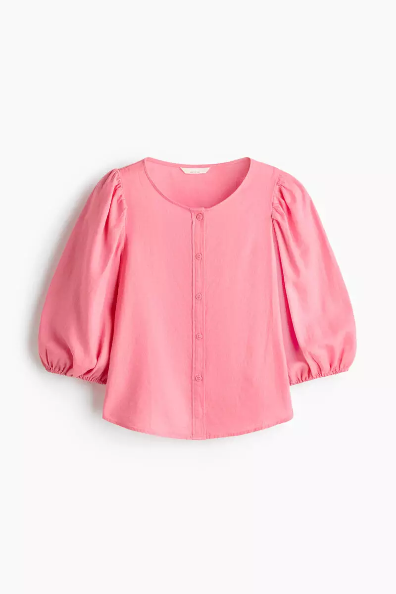 Linen-blend blouse