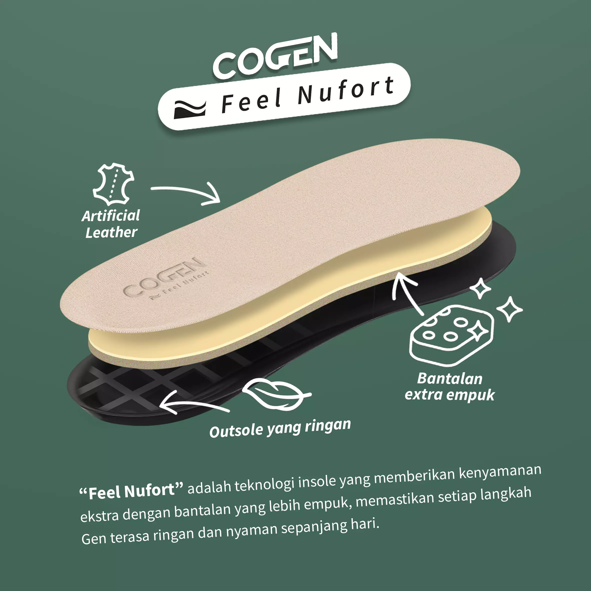 Sandal Pria Kulit Sendal Slop Cogen Classic Brown + Feel Nufort